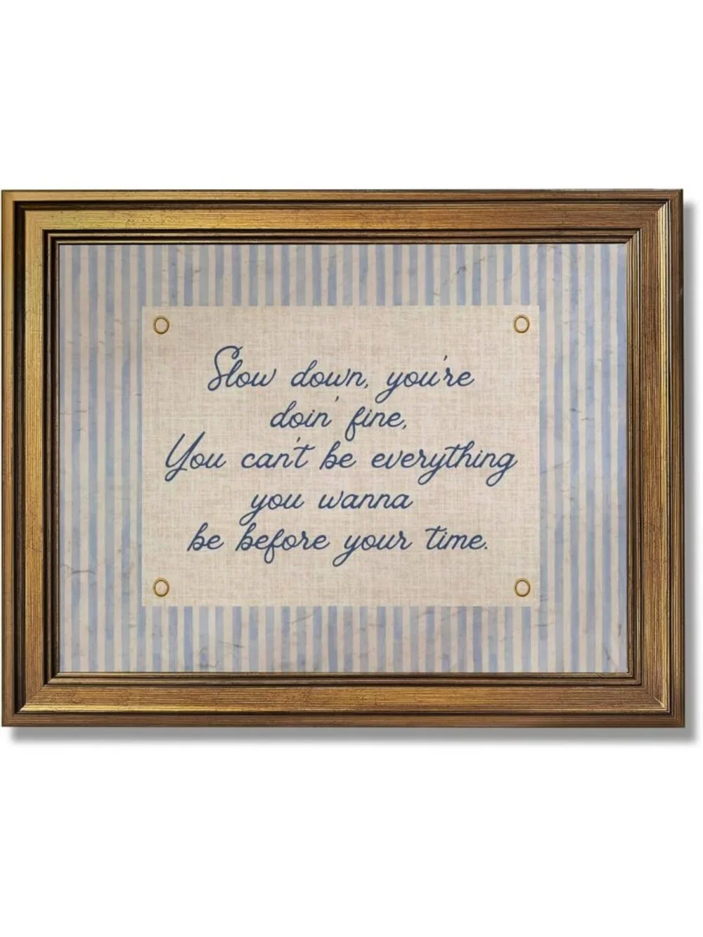 Vintage Gold Framed Wall Art | Uplifting Music Quote Canvas Print 8x10
